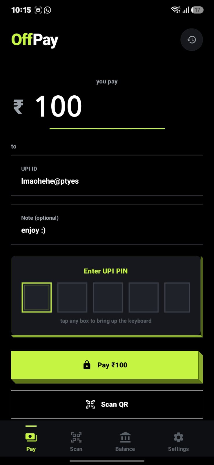 PIN entry